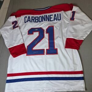 Guy Carbonneau Autographed Montreal Canadiens Jersey HOF 19 Beckett Witness